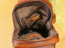 Load image into Gallery viewer, Multiple Pockets Zipper Leather Sling Bag Hiking Daypack Shoulder Backpack
