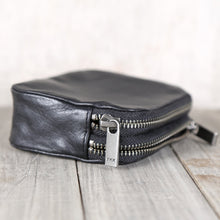 Load image into Gallery viewer, Small Black Leather Zipper Card Wallet Coin Purse  for Women
