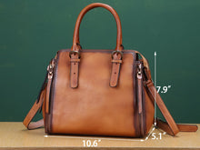 Load image into Gallery viewer, Brown Leather Handbag Satchel Women Purse Shoulder Bag
