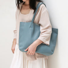 Load image into Gallery viewer, Sky Blue Leather Tote Bag Large Capacity Handbag
