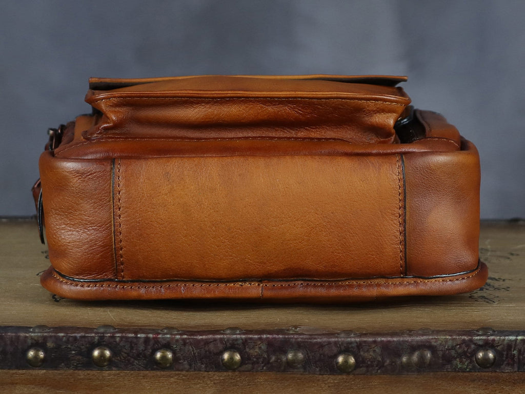 Brown Retro Leather Sling Bag Crossbody Shoulder Backpack