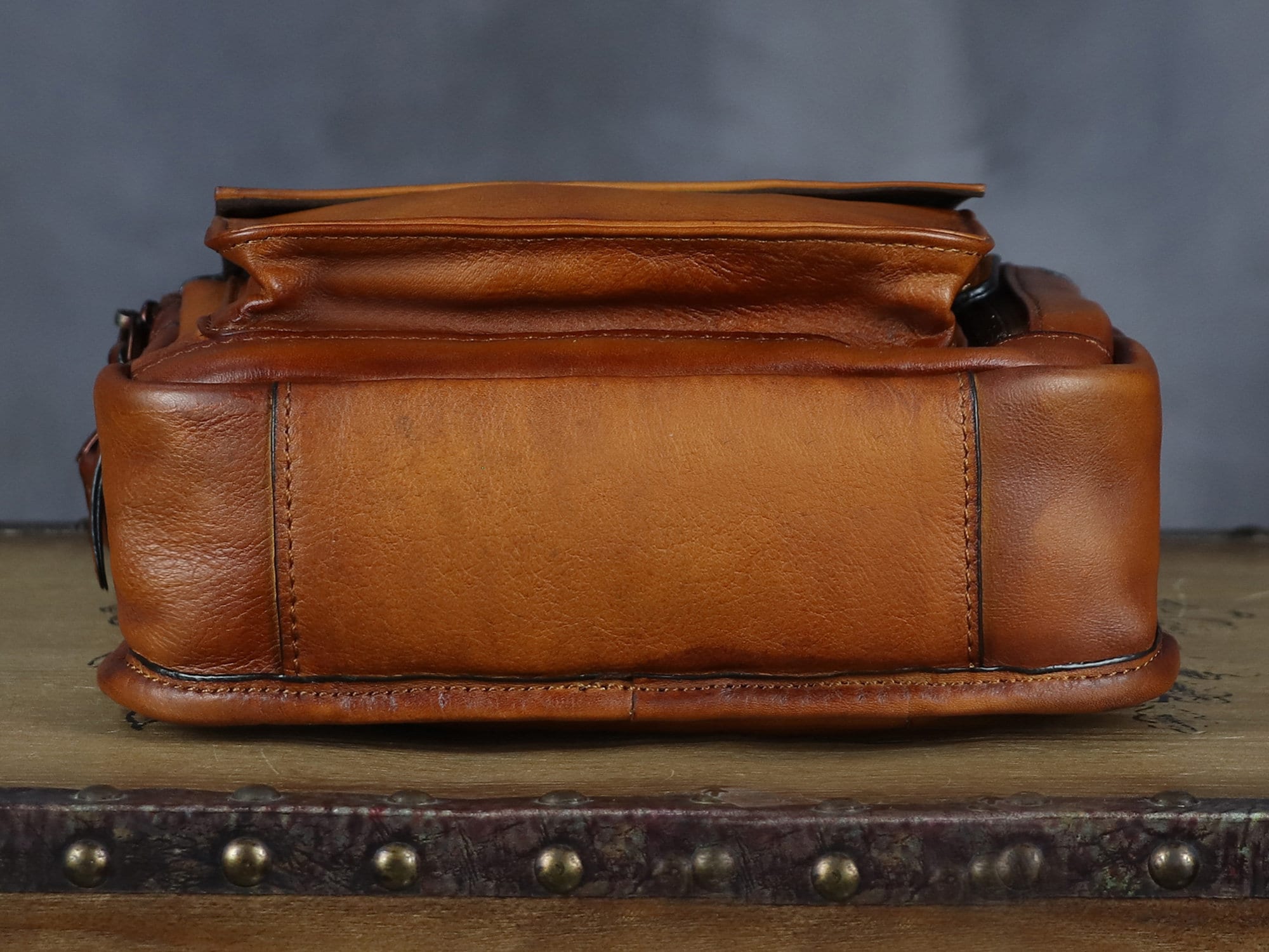 Brown Retro Leather Sling Bag Crossbody Shoulder Backpack