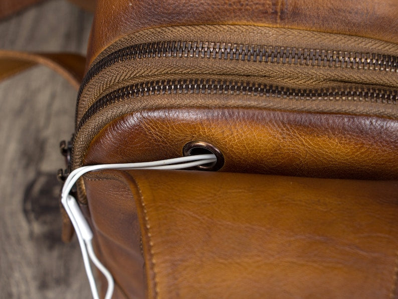 Vintage Leather Sling Bag Chest Shoulder Crossbody Bag Hiking Backpack