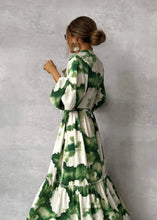 Load image into Gallery viewer, Green Printed Long Sleeve Maxi Dress
