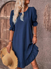 Load image into Gallery viewer, Navy Ruffled Short Sleeve Mini Dress
