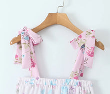 Load image into Gallery viewer, Colorblock Multi Floral Print Straps Mini Dress
