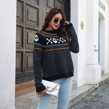 Load image into Gallery viewer, Ribbed Round Neck Ghost Long Sleeve Pullover Sweater
