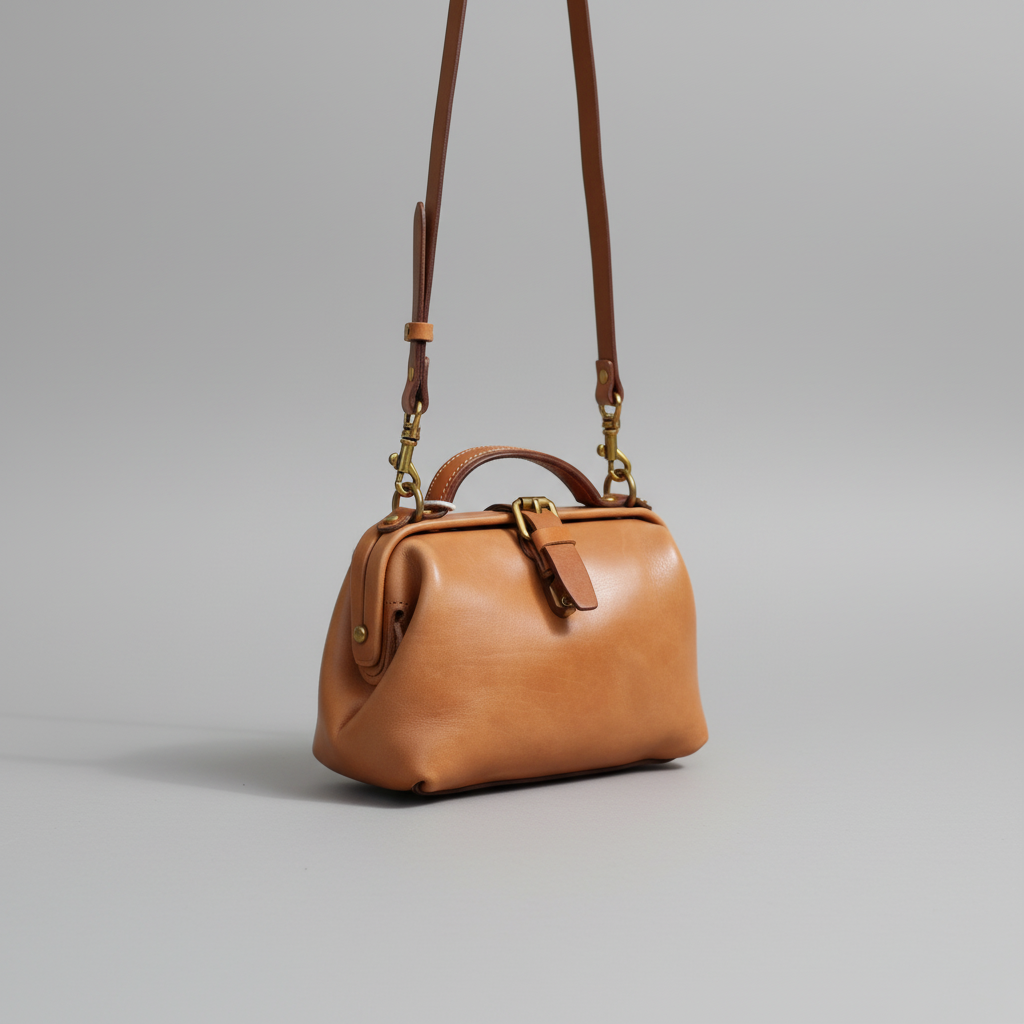 Brown Handmade Leather Bag Doctor Bag Crossbody Bag