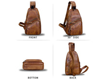 Load image into Gallery viewer, Leather Sling Bag Crossbody Purse Handmade Retro Shoulder Backpack
