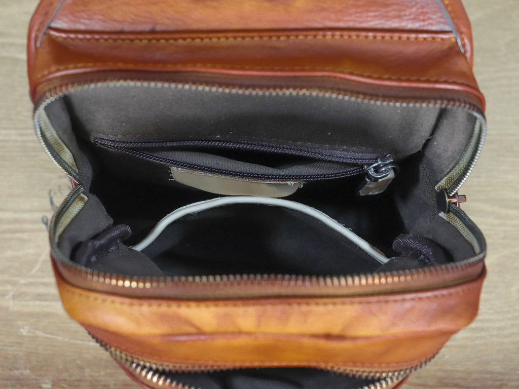 Leather Sling Bag Handmade Crossbody Chest Backpack