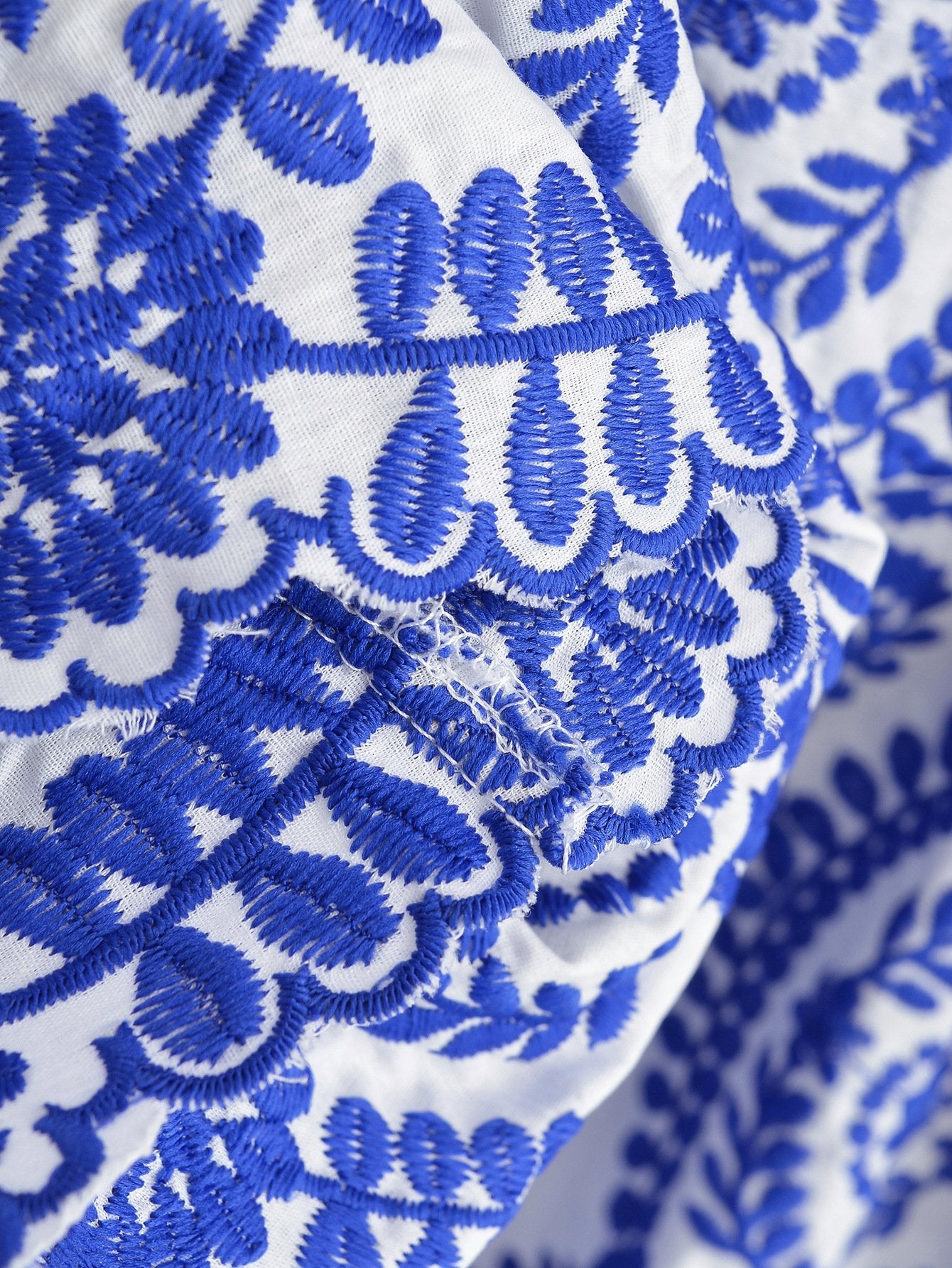 Long Sleeve Embroidered Hollow Out Mini Dress