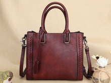 Load image into Gallery viewer, Leather Satchel Handbag Women Vintage Handmade Shoulder Crossbody Bag Purse
