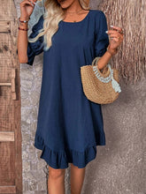 Load image into Gallery viewer, Navy Ruffled Short Sleeve Mini Dress
