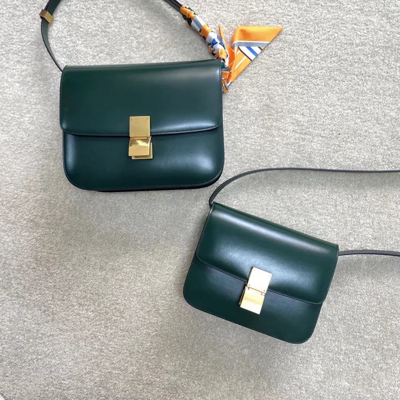 Genuine Leather Minimal Box Crossbody Bag Women Handbag