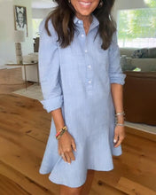 Load image into Gallery viewer, Simple Collar Buttons Down Ruffled Mini Dress
