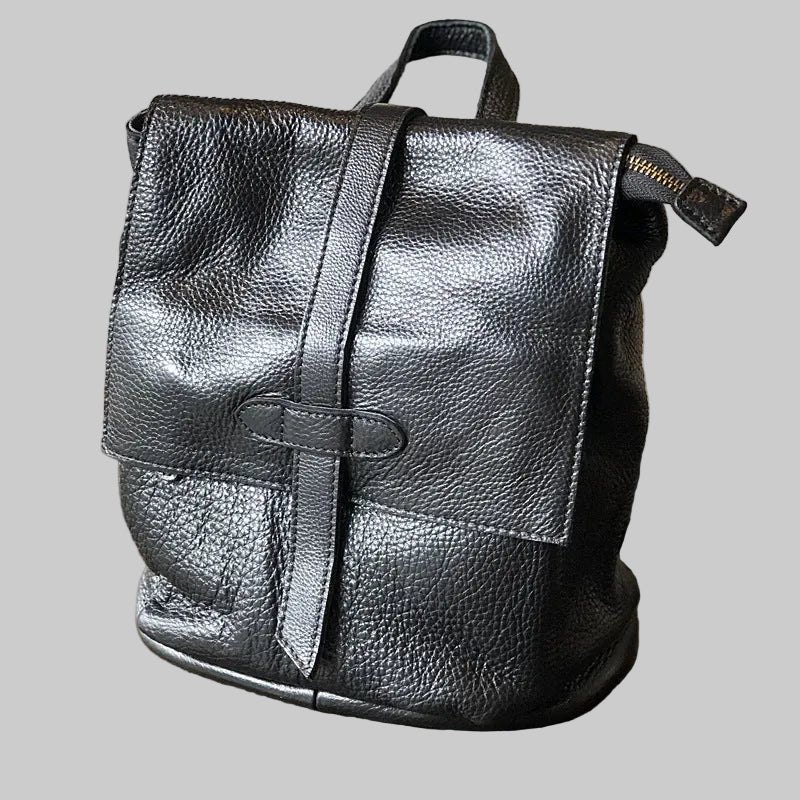 Soft Lightweight Daily Purse Flap Leather Rucksack Backpack