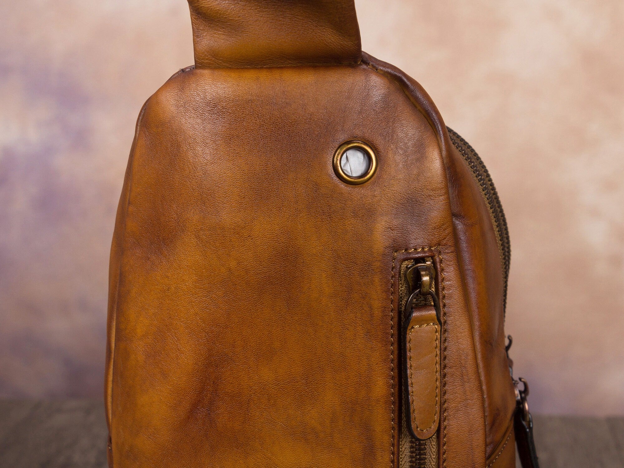 Leather Sling Bag Crossbody Purse Handmade Hiking Daypack Retro Shoulder Backpack Vintage Chest Bags