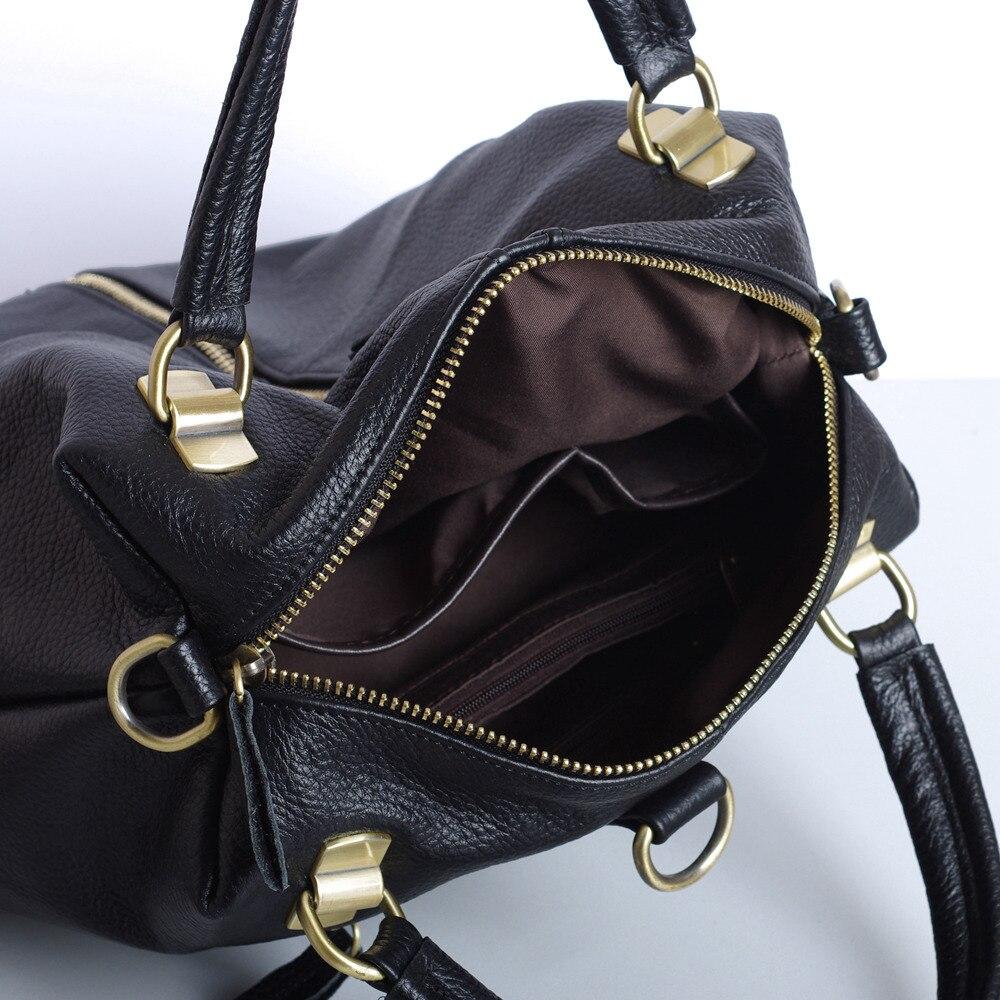 Black Women Large Capacity Soft Handle Leather Backpack