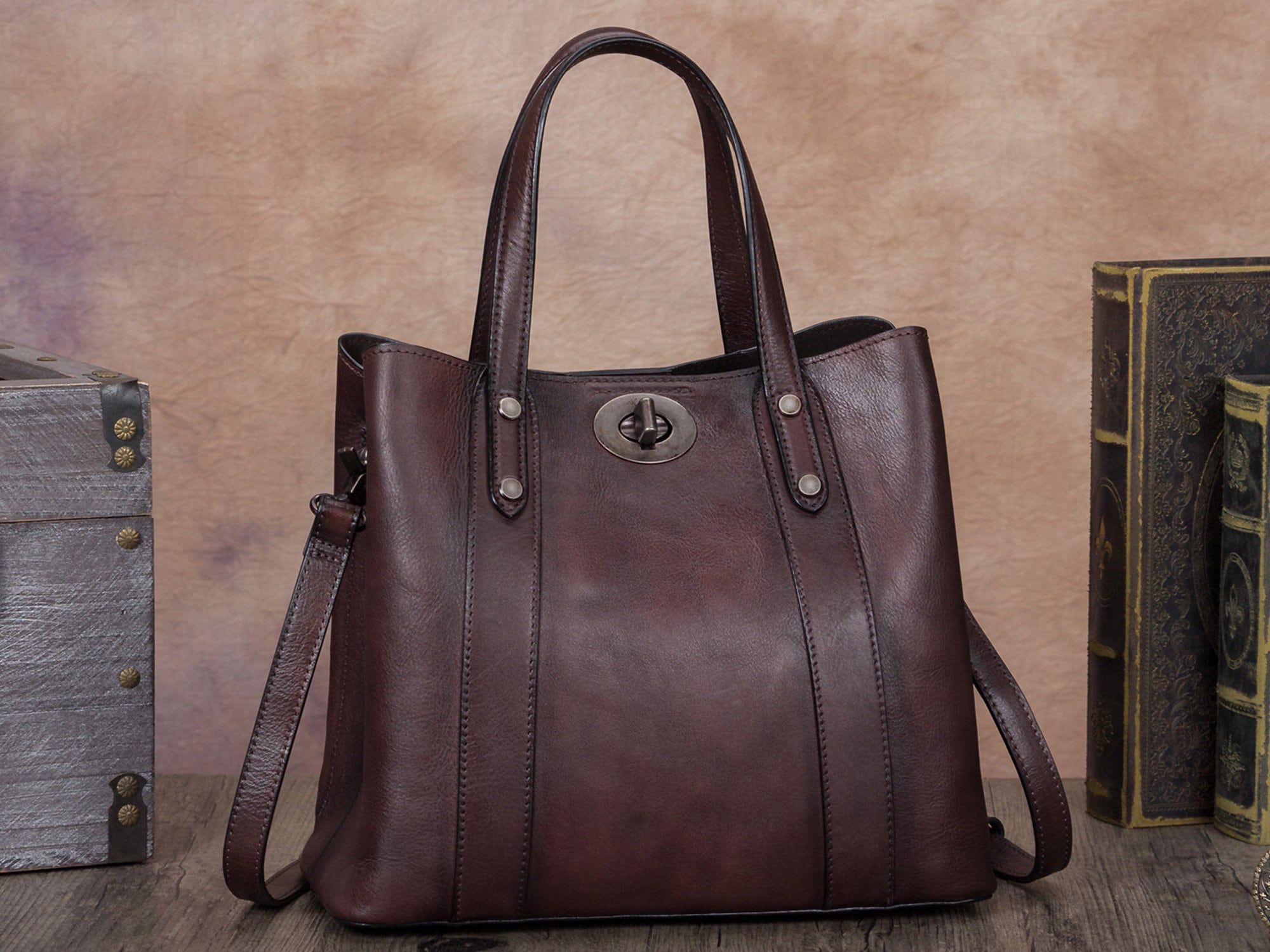 Vintage Handmade Shoulder Purse Leather Handbag