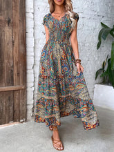 Load image into Gallery viewer, Paisley Print V-neck Smocked Maxi Dress
