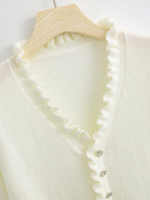 Load image into Gallery viewer, Long Sleeves Ruffled V-neck Sweater
