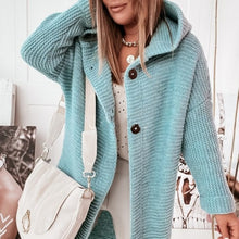 Load image into Gallery viewer, Buckle Hooded Collar Sweater Cardigan Outerwear
