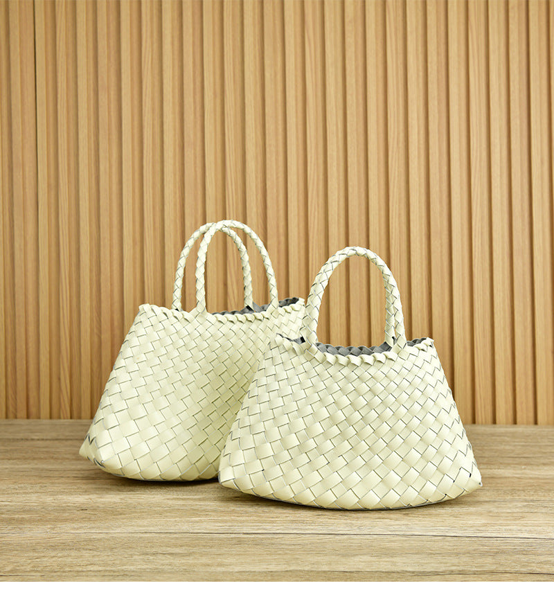 Retro Handmade Woven Leather Handbag Tote Purse