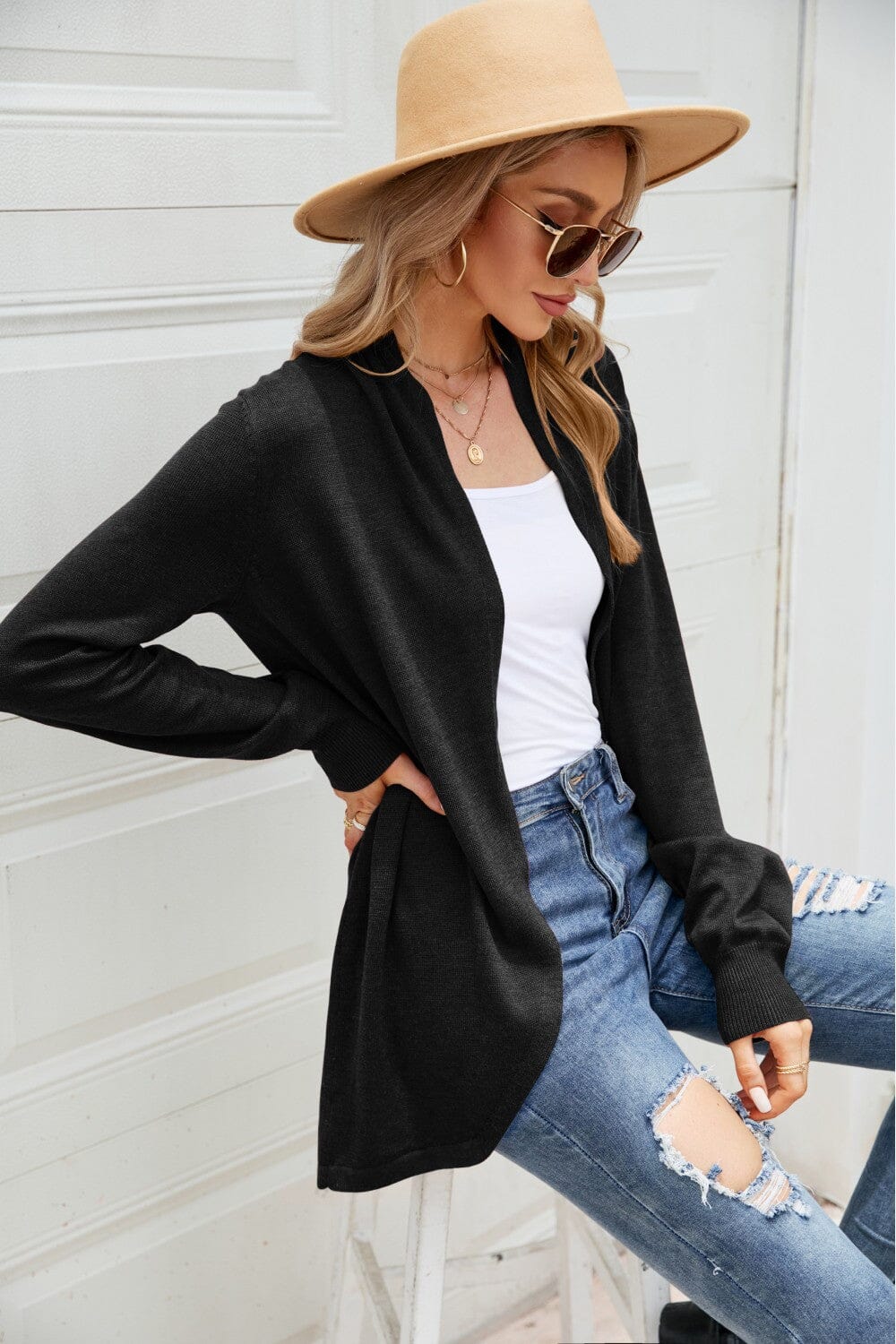 Long Sleeve Open Front Duster Cardigan