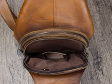 Load image into Gallery viewer, Vintage Leather Sling Bag Chest Shoulder Crossbody Bag Hiking Backpack

