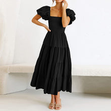 Load image into Gallery viewer, Simple Puff Short Sleeves Tiered Smocked Midi Dress
