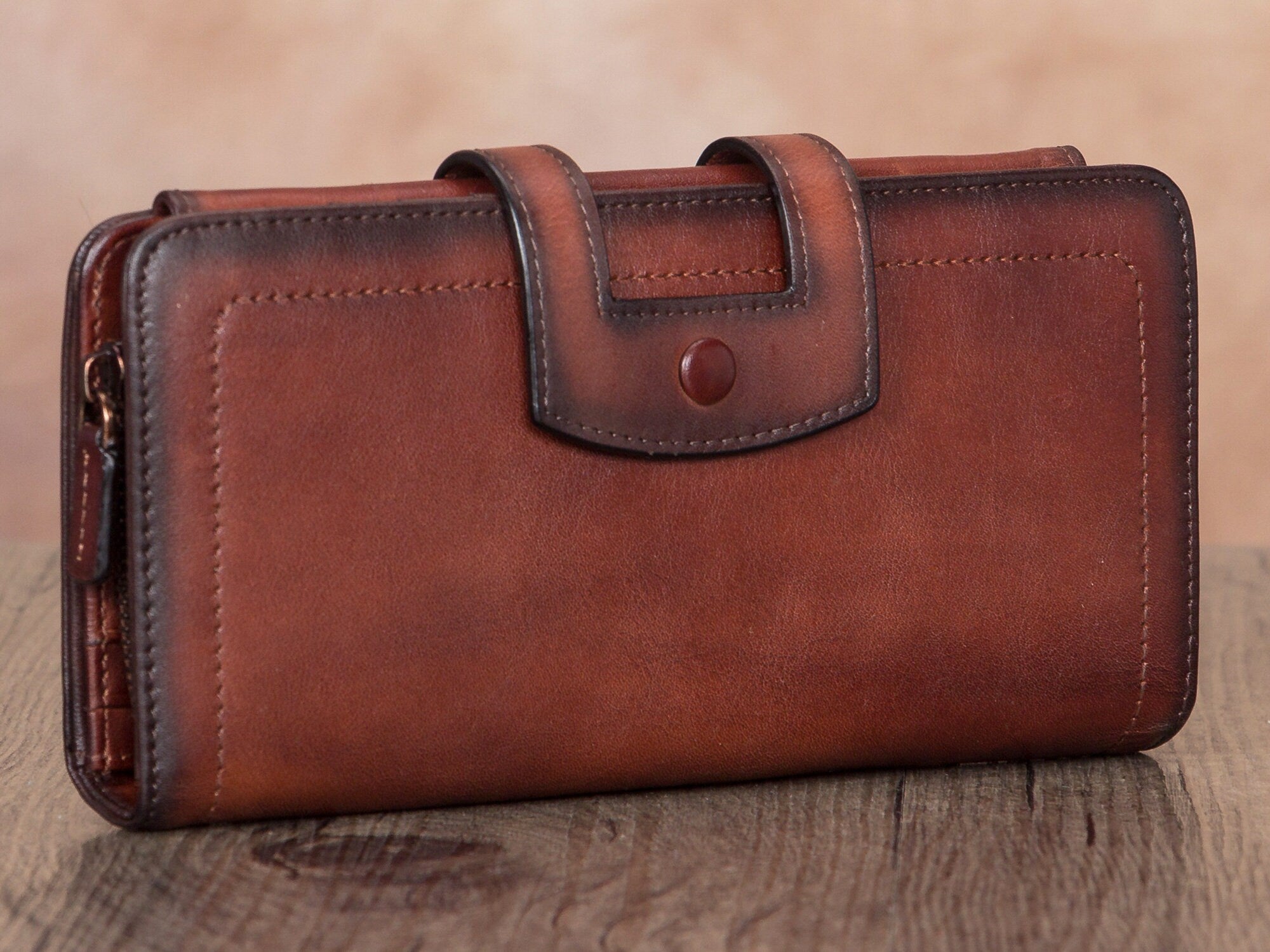 Retro Long Purse Clutch Card Holder Leather Wallet