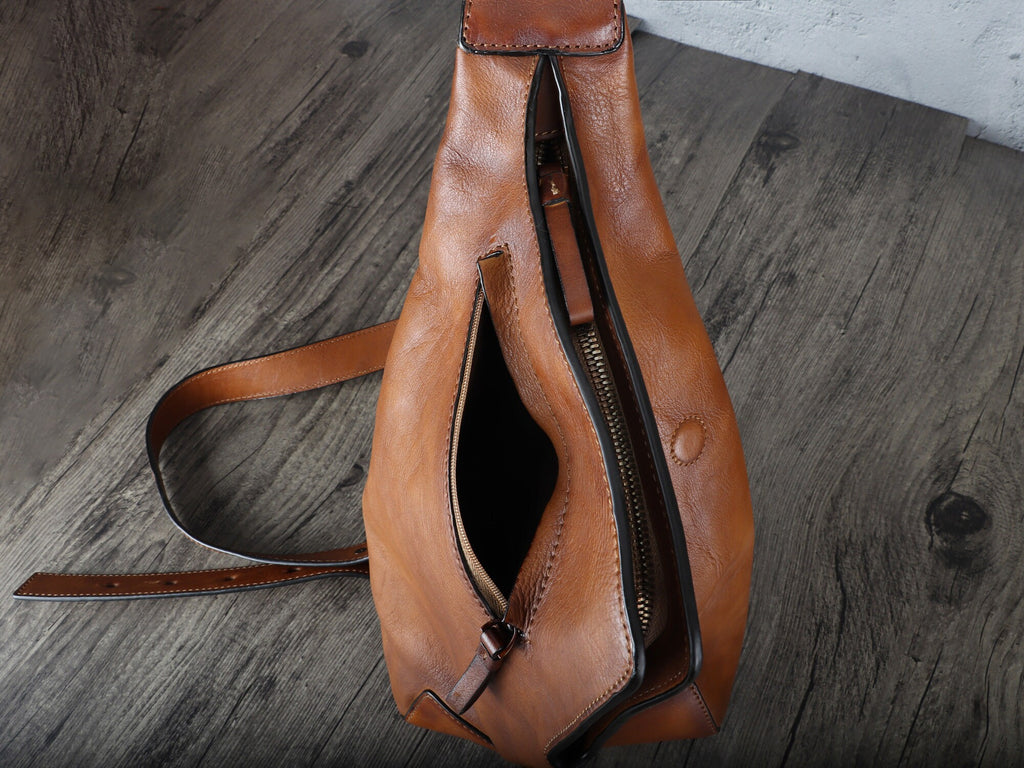 Casual Vintage Handmade Sling Leather Bag Chest Shoulder Backpack