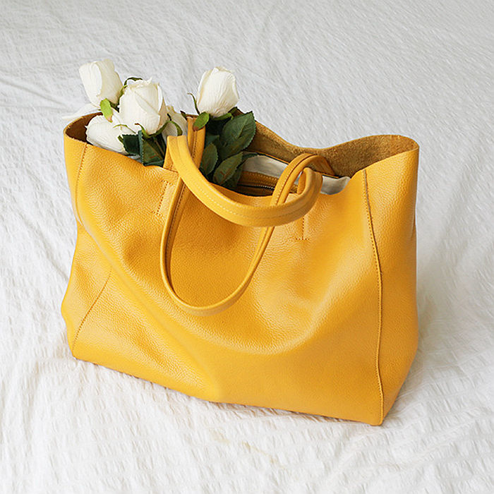 Handmade Leather Tote Bag Large Capacity Shoulder Handbag