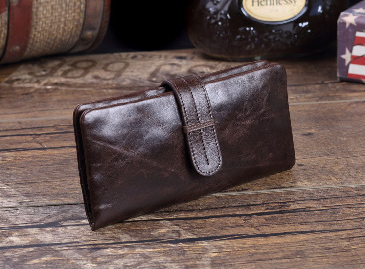 Handmade Full Grain Leather Long Wallet Purse