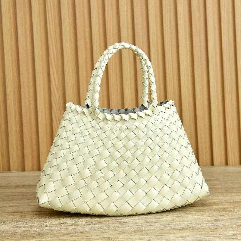Retro Handmade Woven Leather Handbag Tote Purse