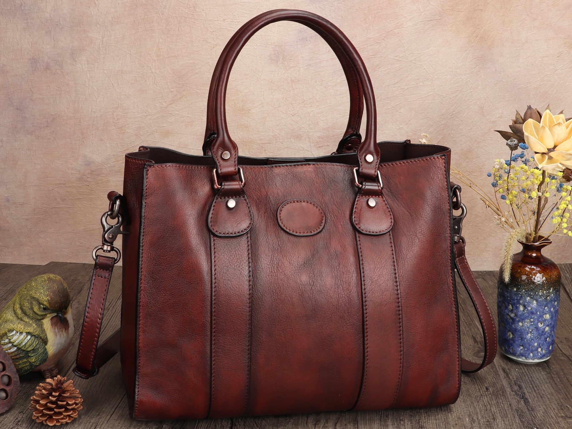 Leather Satchel Top Handle Shoulder Bag Crossbody Purse Handbag