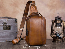 Load image into Gallery viewer, Vintage Leather Sling Bag Shoulder Crossbody Backpack
