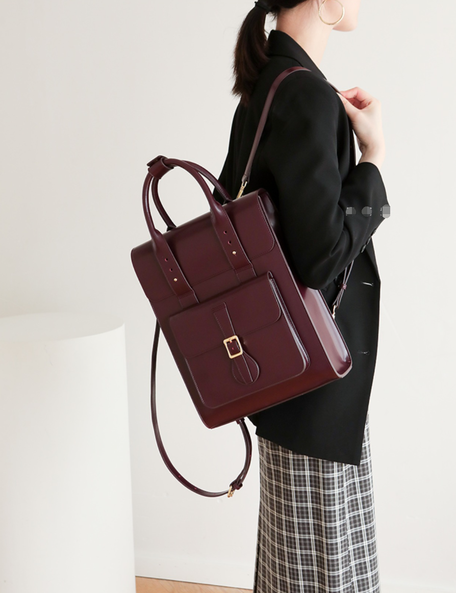 Large Laptop Briefcase Leather Backpack