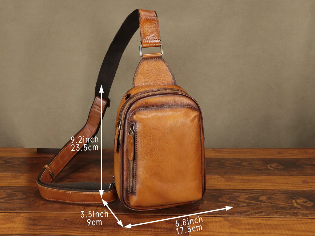 Leather Sling Bag Large Crossbody Shoulder Backpack