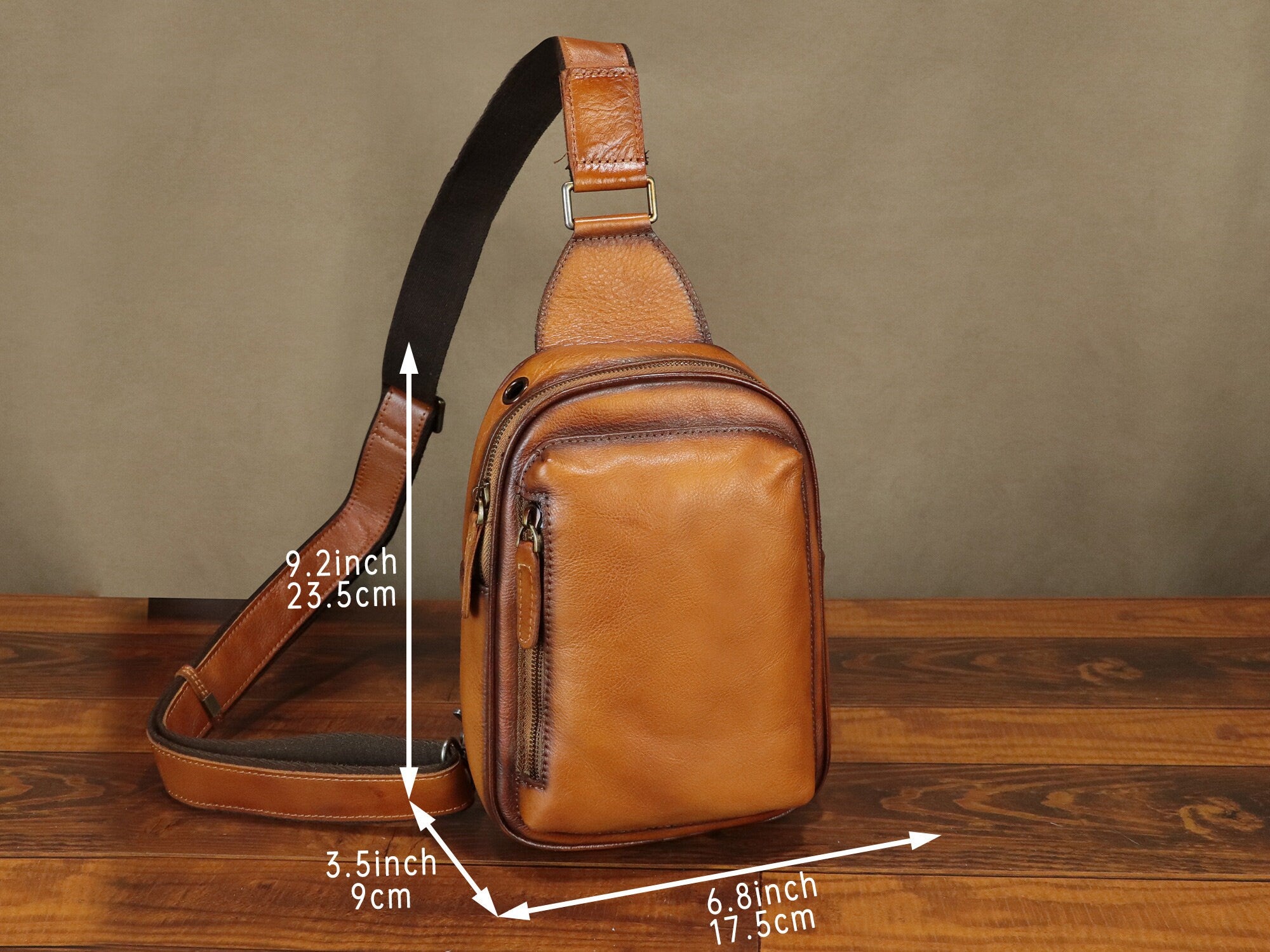 Leather Sling Bag Large Crossbody Shoulder Backpack