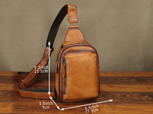 Load image into Gallery viewer, Leather Sling Bag Large Crossbody Shoulder Backpack

