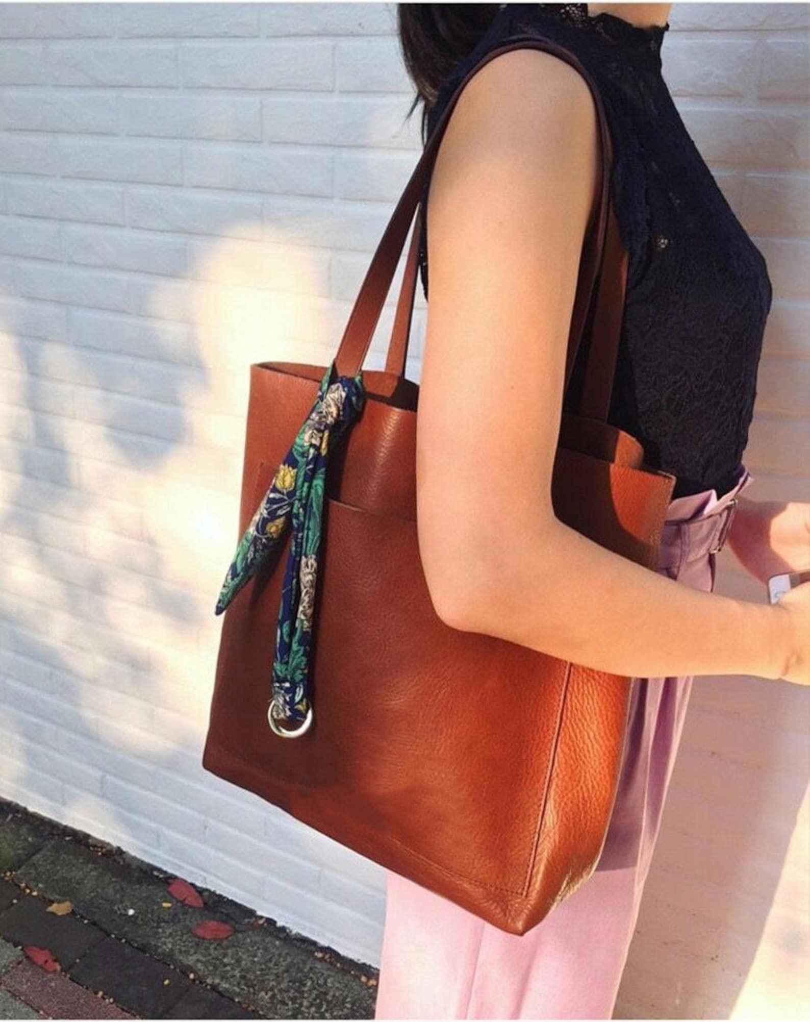 Simple Full Grain Leather Tote Bag