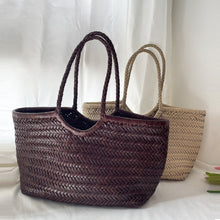 Load image into Gallery viewer, Handmade Woven Leather Basket Bag Handbag Tote Purse
