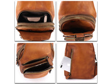 Load image into Gallery viewer, Leather Sling Bag Crossbody Purse Handmade Retro Shoulder Backpack
