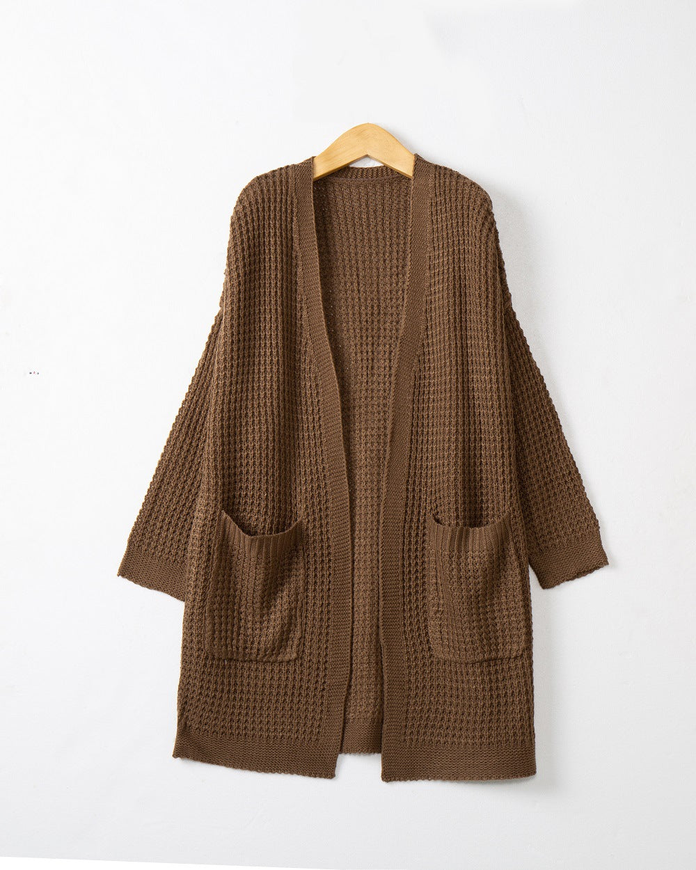 Casual Solid Pocket V Neck Top Sweater Cardigan