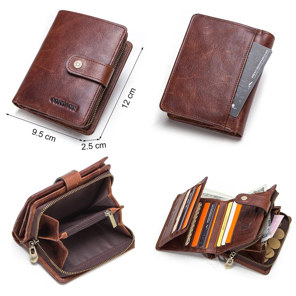 Genuine Leather Wallets Zipper Coin Purse Short Money Bag Quality Designer Rfid Walet Small Card Holder Clutch