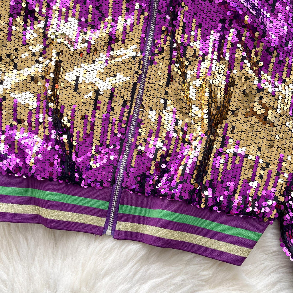 Mardi Gra Sequin Outfit Fat Tuesday Color Block Jacket