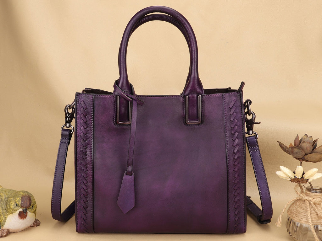 Leather Satchel Handbag Women Vintage Handmade Shoulder Crossbody Bag Purse