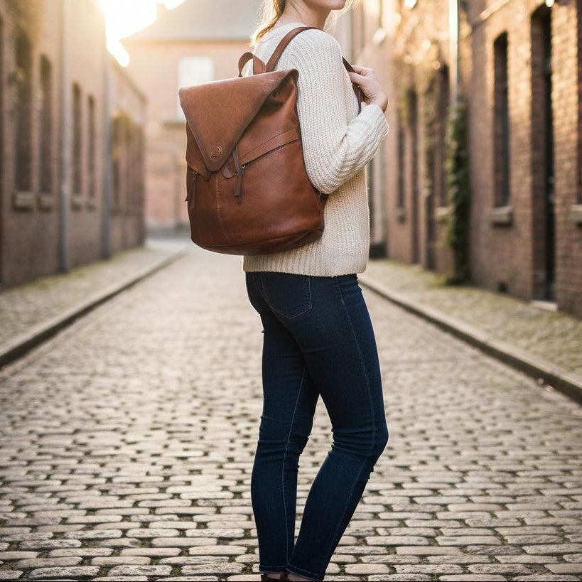 Classic Leather Convertible Backpack Bag