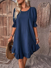 Load image into Gallery viewer, Navy Ruffled Short Sleeve Mini Dress

